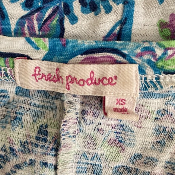 Fresh Produce Bright Print Top Coral Fish Sea Pattern Size XS Made in USA - Picture 8 of 9